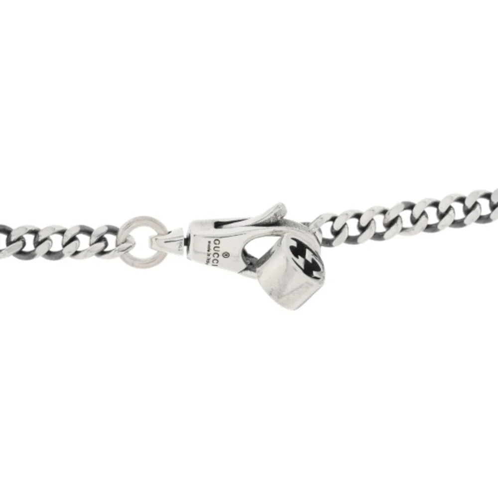 Gucci Silver Chain Necklace 925 NWT Full Inclusion Black Enamel